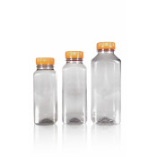 100% Recycled Juice Square R-PET bottles